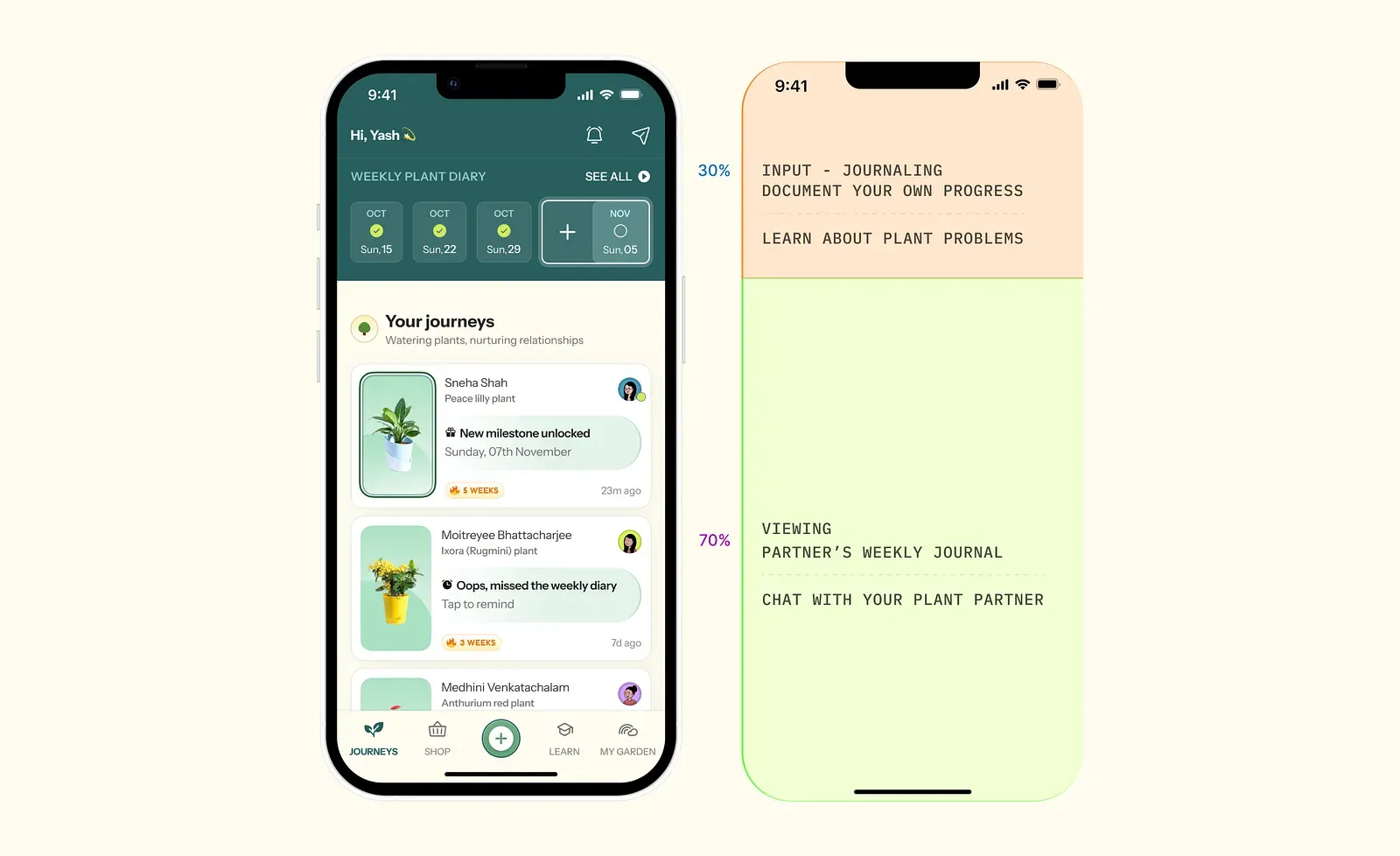 30–70 split experience for inputting & viewing